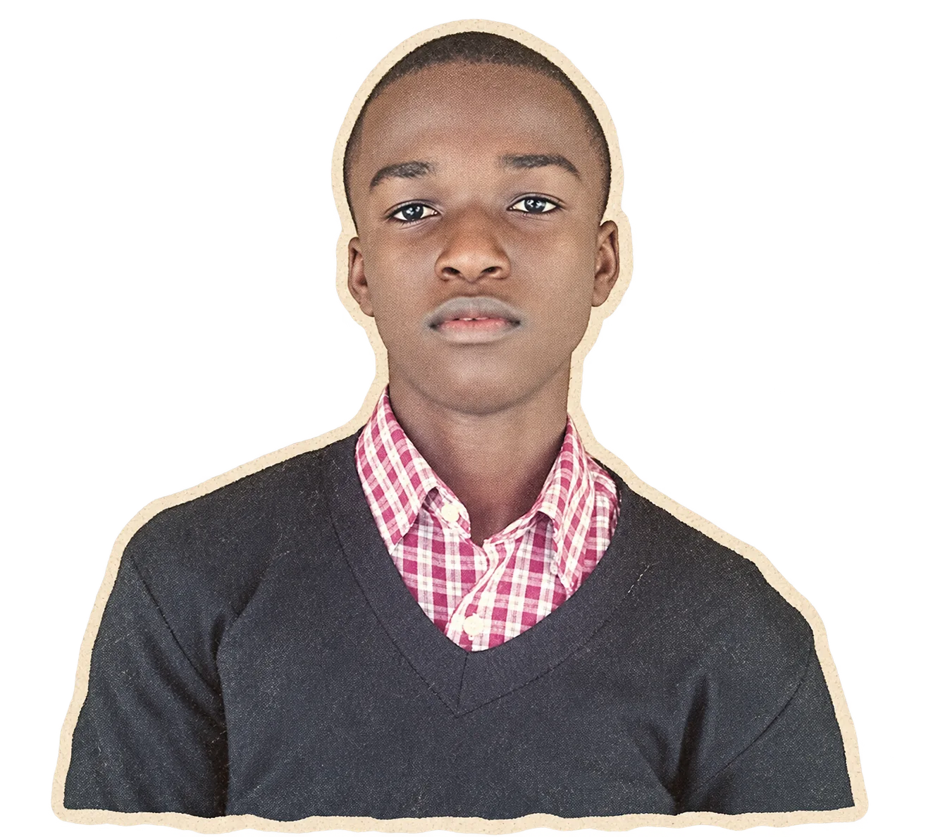 A paper cutout of a younger Ademola