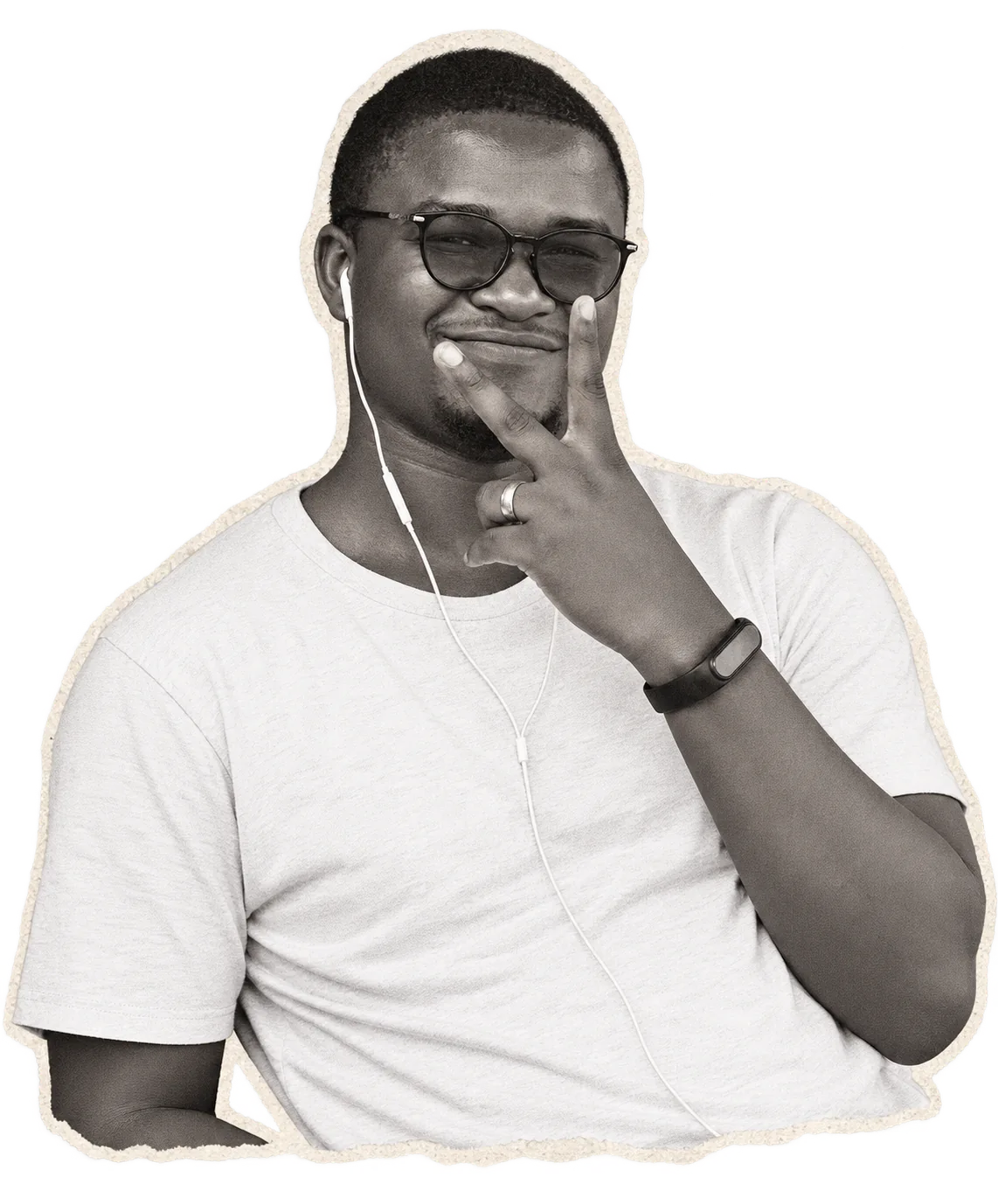 Ademola smiling and making a peace sign