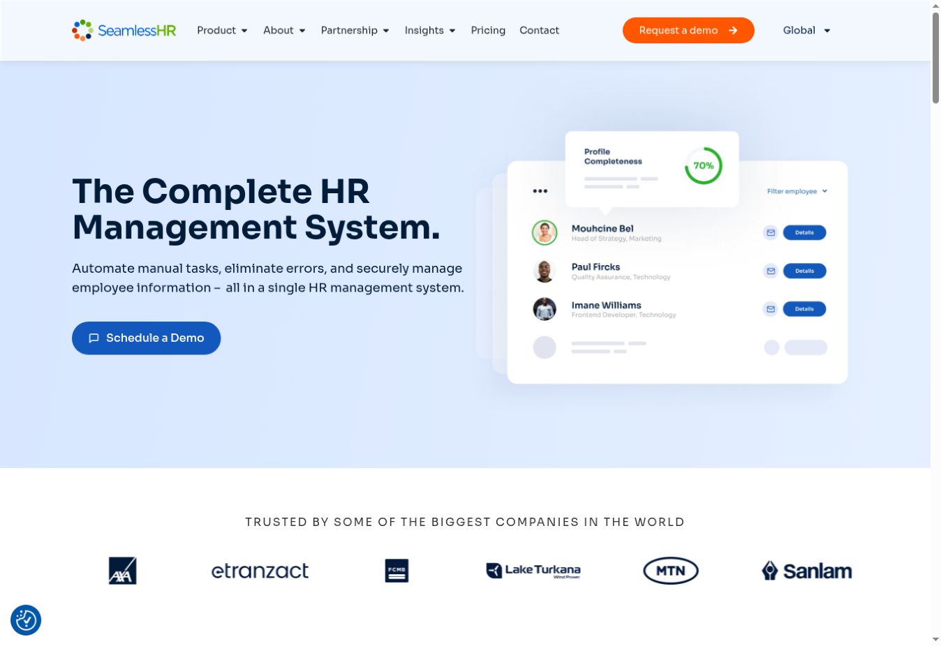 HR management page on seamlesshr.com