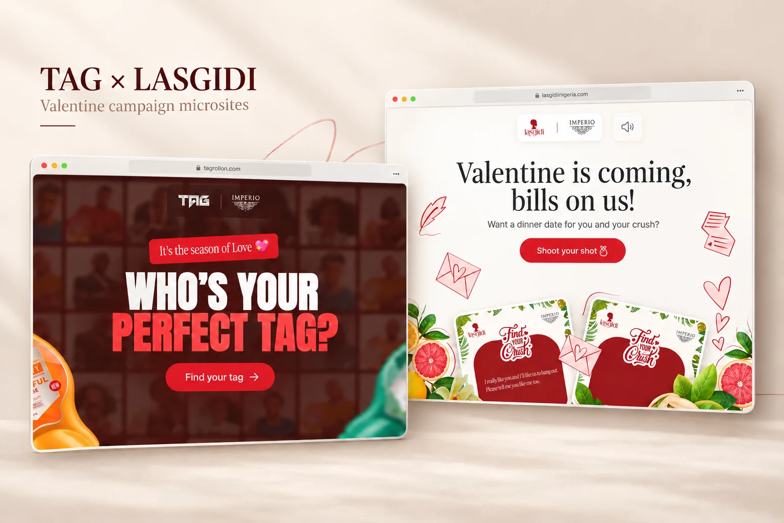 TAG × Lasgidi portfolio presentation based on the campaign websites