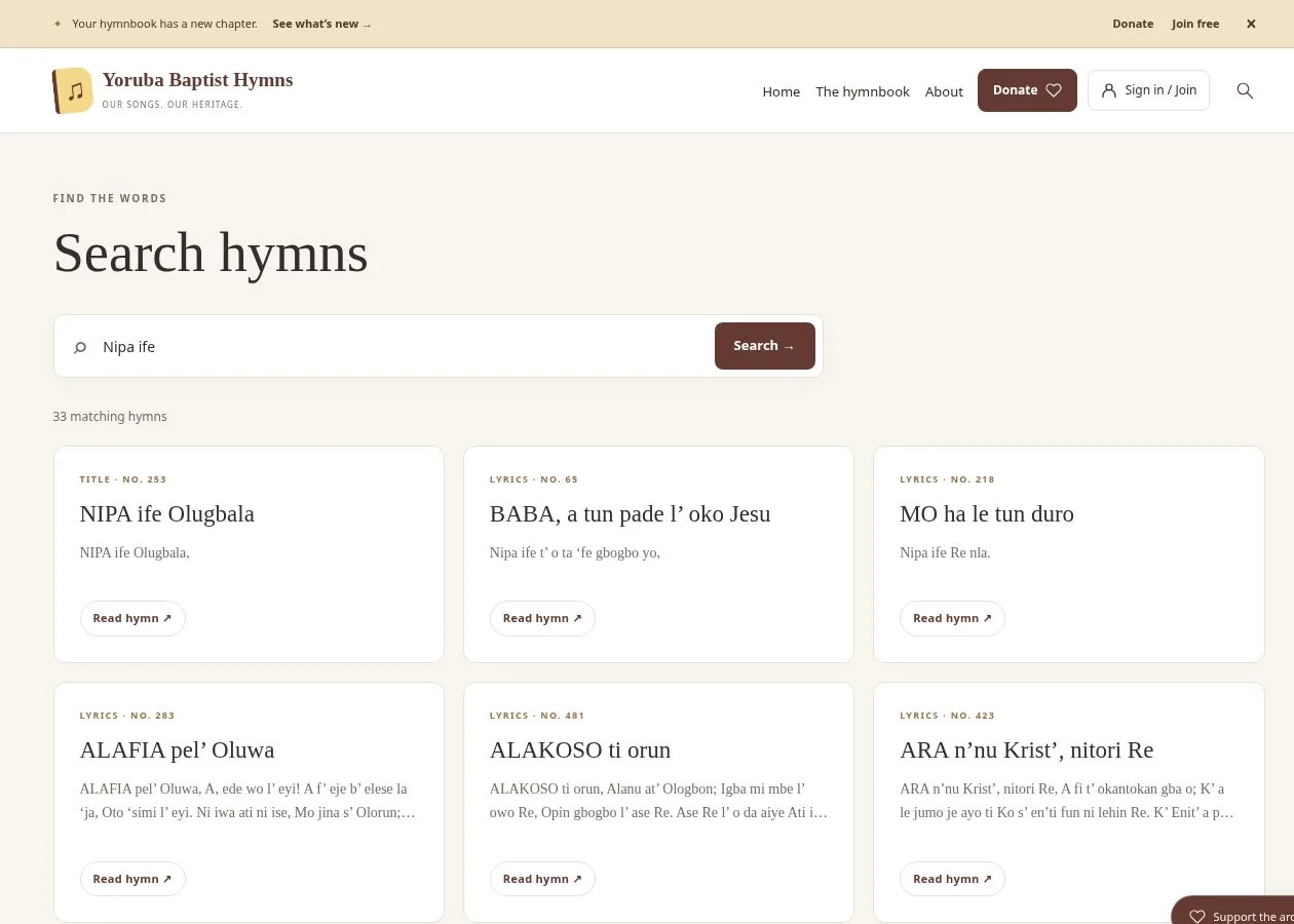 Search by a remembered lyric, with title and lyric matches